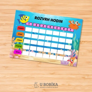 Rozvrh hodin - mořský svět